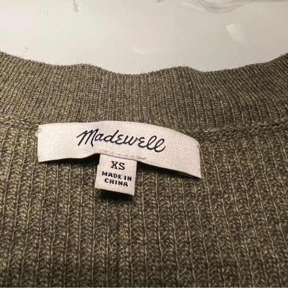 MADEWELL Ex-Boyfriend 3/4 Sleeve Thermal Waffle Knit Top in Army Green Size XS - Picture 6 of 7